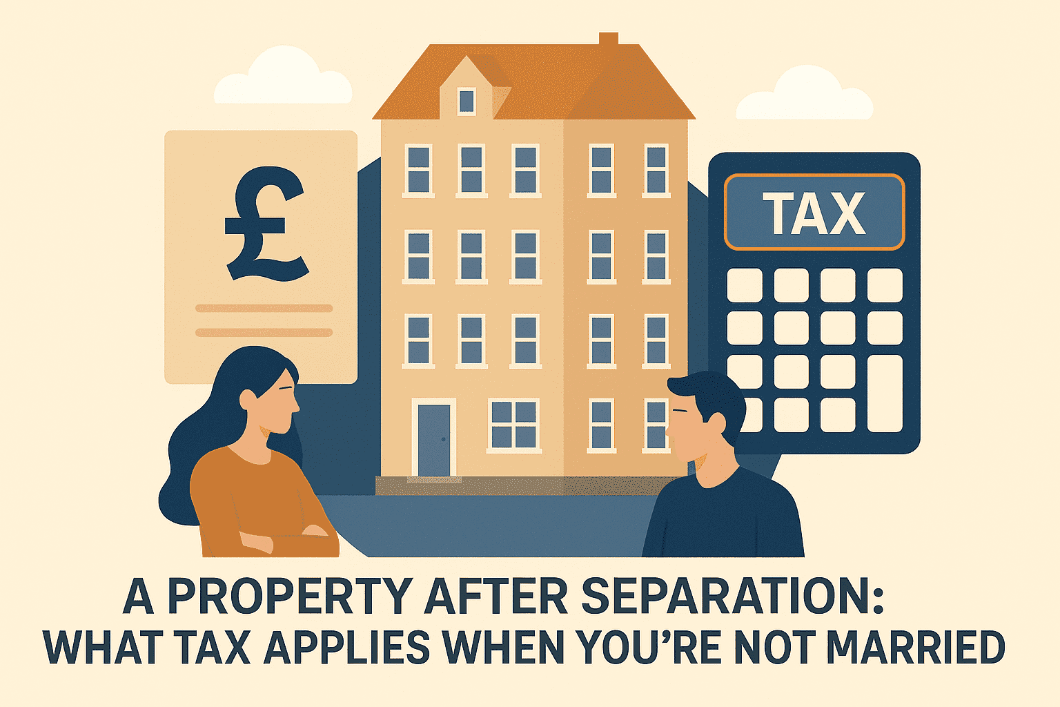 Illustration showing Capital Gains Tax and Stamp Duty Land Tax implications when transferring property between unmarried partners (UK 2025).