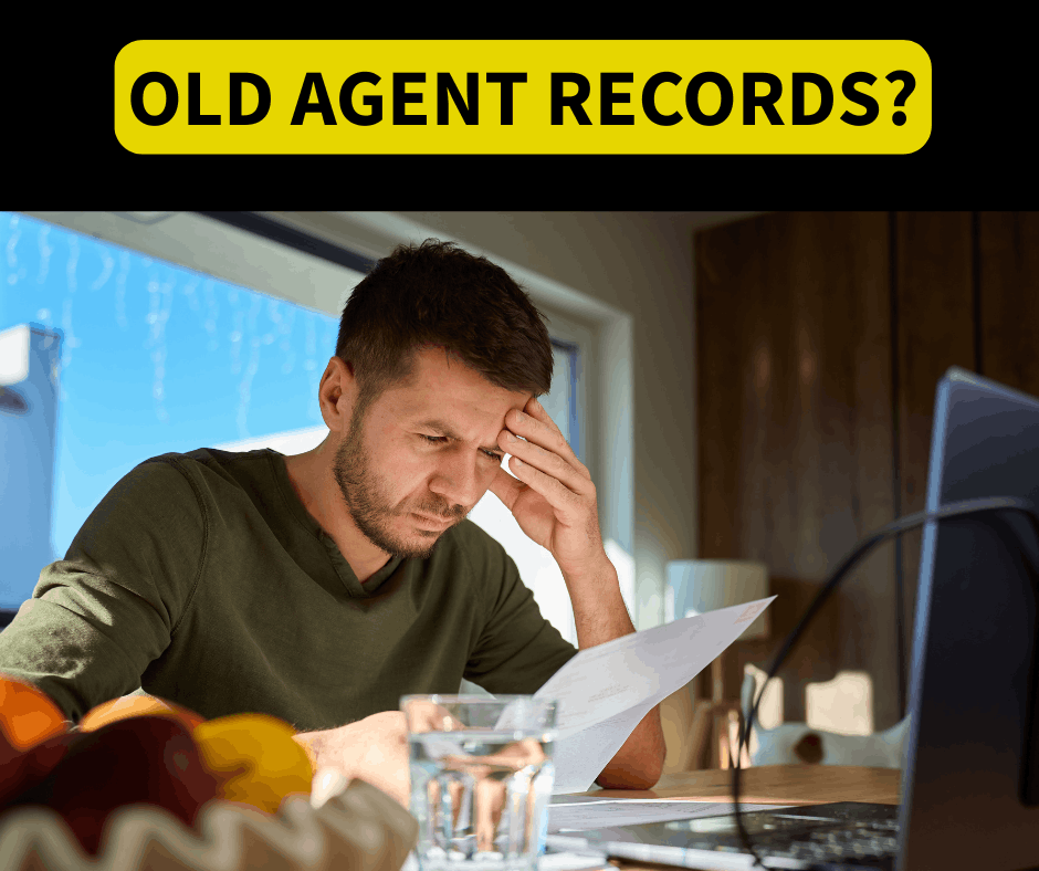UK landlord reviewing old letting agent statements and rental records for HMRC
